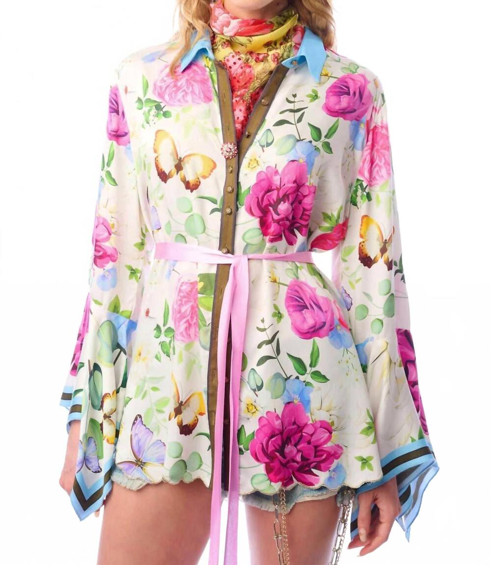 NEW ARATTA serenity springs blouse in multicolor